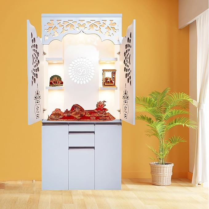 Designer Floor-Standing Spiritual Altar with Tiered Shelving & Storage