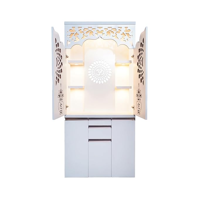 Designer Floor-Standing Spiritual Altar with Tiered Shelving & Storage