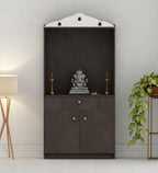 Traditional Floor-Standing Pooja Unit with Storage Cabinets & Drawer