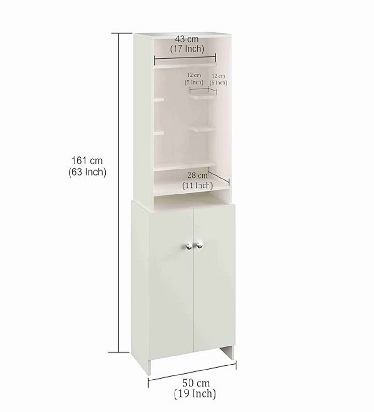 Minimalist White Puja Unit with Vertical Gallery for Frames and Idols