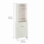 Minimalist White Puja Unit with Vertical Gallery for Frames and Idols