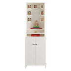 Minimalist White Puja Unit with Vertical Gallery for Frames and Idols