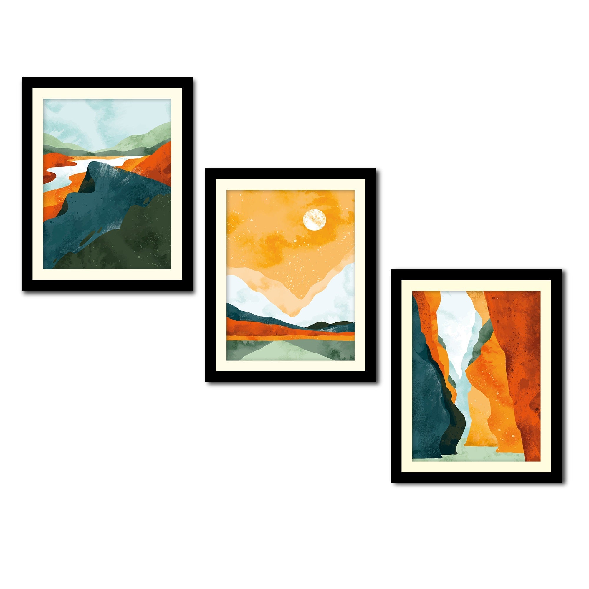 Abstract Art Landscape Wall Frames Set of Three
