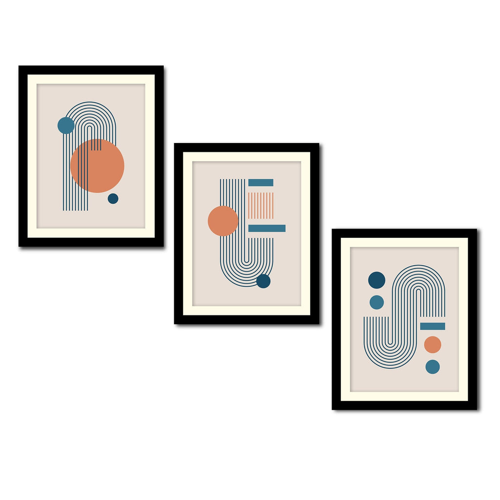 Abstract Geometric Pattern Wall Frames Set of Three