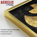 Abstract Golden Textured Line Art Acrylic Floating Wall Painting Set Of 2 - Decor Smart