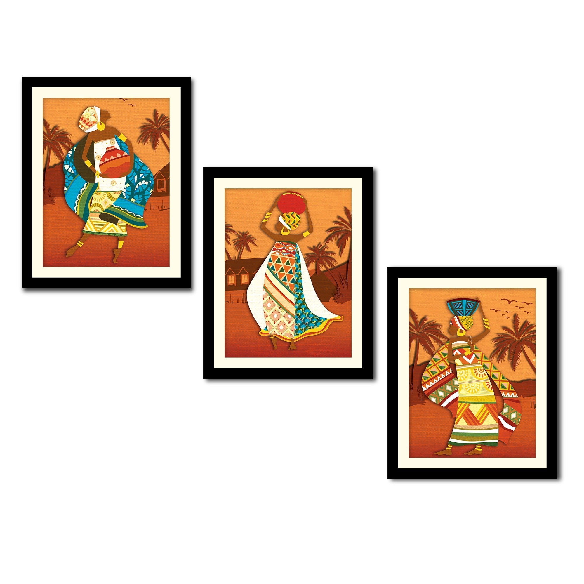 African Warli Art Premium Multi Frame Wall Art