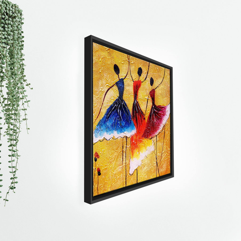 African Warli Art Floating Canvas Wall Painting Frame - decorsmart