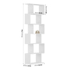 Modern White S Shaped 6 Tier Geometric Bookcase Open Display Bookcase