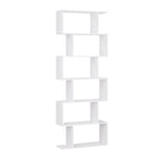 Modern White S Shaped 6 Tier Geometric Bookcase Open Display Bookcase