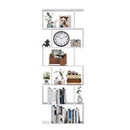 Modern White S Shaped 6 Tier Geometric Bookcase Open Display Bookcase
