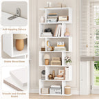 Modern White S Shaped 6 Tier Geometric Bookcase Open Display Bookcase