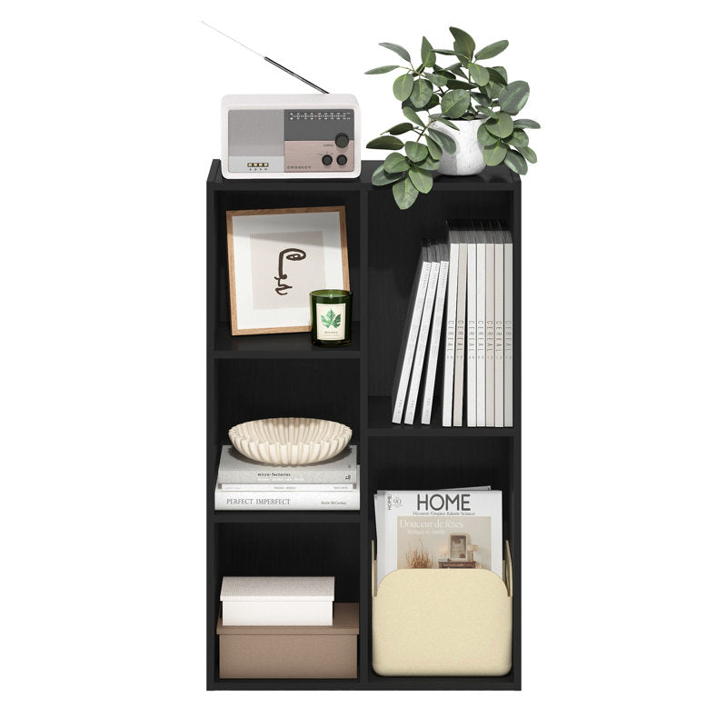 Black Cube Storage Bookscase 6 Compartment Open Display Organizer