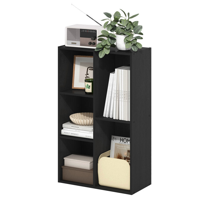 Black Cube Storage Bookscase 6 Compartment Open Display Organizer