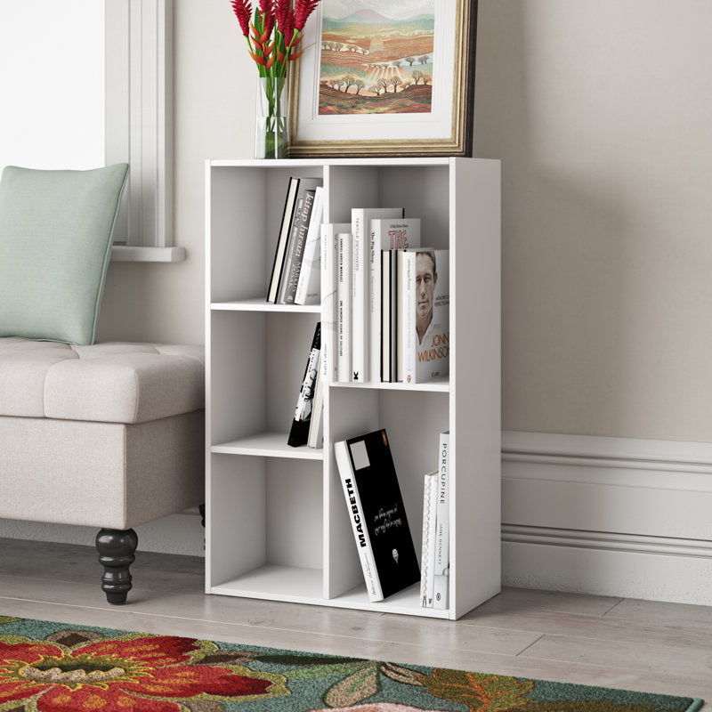 White Cube Storage Bookcase 6 Compartment Open Display Organizer