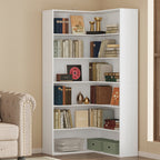 White Corner Bookcase 5 Tier Space Saving Storage Shelf