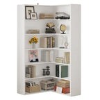White Corner Bookcase 5 Tier Space Saving Storage Shelf