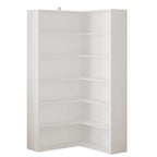 White Corner Bookcase 5 Tier Space Saving Storage Shelf