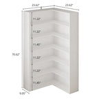 White Corner Bookcase 5 Tier Space Saving Storage Shelf