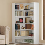 White Corner Bookcase 5 Tier Space Saving Storage Shelf
