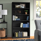 Modern Black 5 Tier Bookshelf Tall Open Storage Bookcase