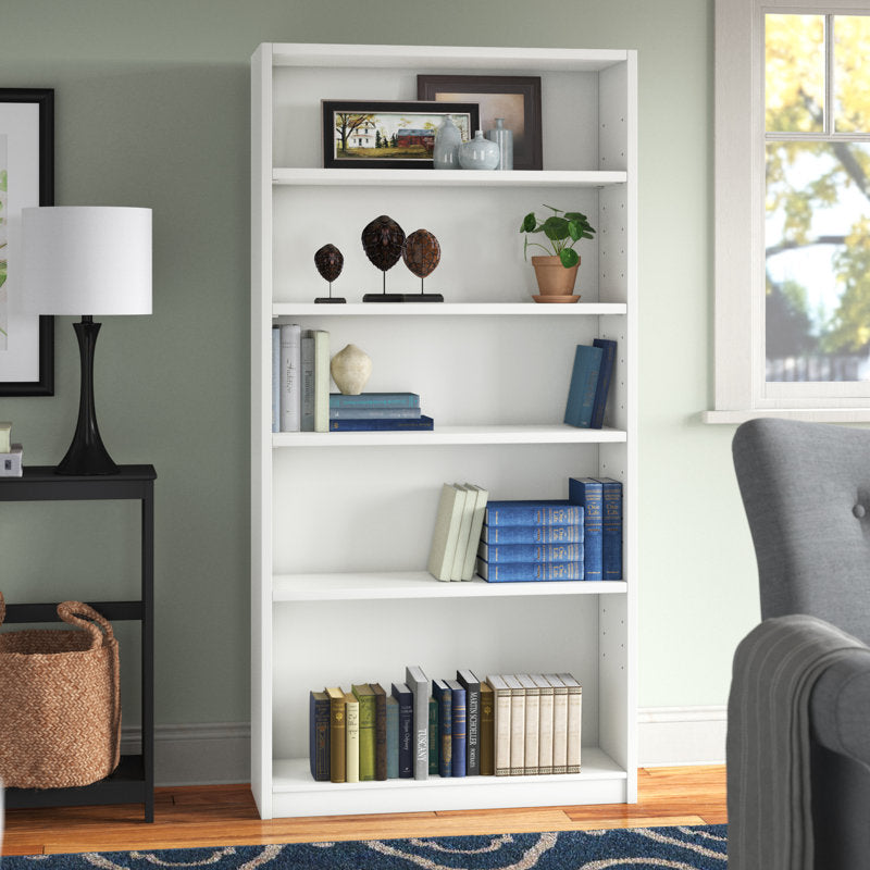 Modern White 5 Tier Bookshelf Tall Open Storage Bookcase