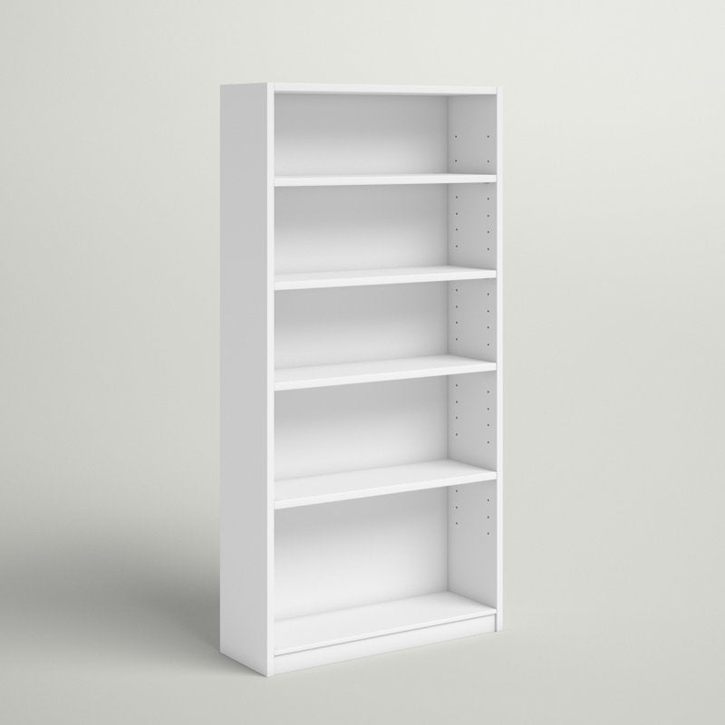 Modern White 5 Tier Bookshelf Tall Open Storage Bookcase