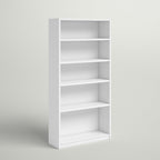 Modern White 5 Tier Bookshelf Tall Open Storage Bookcase