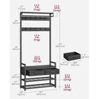 Contemporary Black Hall Tree Entryway Organizer With Shoe Rack