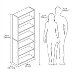 Modern White 6 Tier Bookshelf Tall Open Storage Bookcase