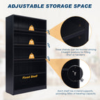 Modern Black 5 Tier Bookshelf Tall Open Storage Bookcase