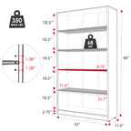 Modern Black 5 Tier Bookshelf Tall Open Storage Bookcase