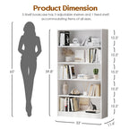 Modern White 5 Tier Bookshelf Tall Open Storage Bookcase
