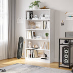 Modern White 5 Tier Bookshelf Tall Open Storage Bookcase