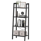 Modern Black Ladder Bookcase 4 Tier Open Storage Shelf
