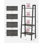 Modern Black Ladder Bookcase 4 Tier Open Storage Shelf