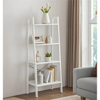 Modern White Ladder Bookcase 4 Tier Open Storage Shelf