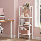 Modern White Ladder Bookcase 4 Tier Open Storage Shelf