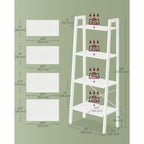 Modern White Ladder Bookcase 4 Tier Open Storage Shelf