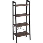 Modern Brown Ladder Bookcase 4 Tier Open Storage Shelf