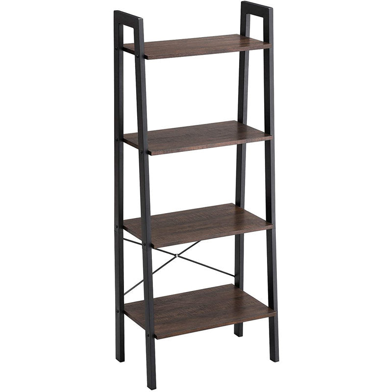 Modern Brown Ladder Bookcase 4 Tier Open Storage Shelf