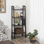Modern Brown Ladder Bookcase 4 Tier Open Storage Shelf