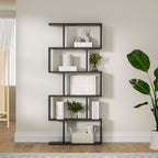 Modern Black Geometric Bookcase Open Display Storage Shelf