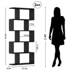 Modern Black Geometric Bookcase Open Display Storage Shelf