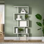Modern White Geometric Bookcase Open Display Storage Shelf