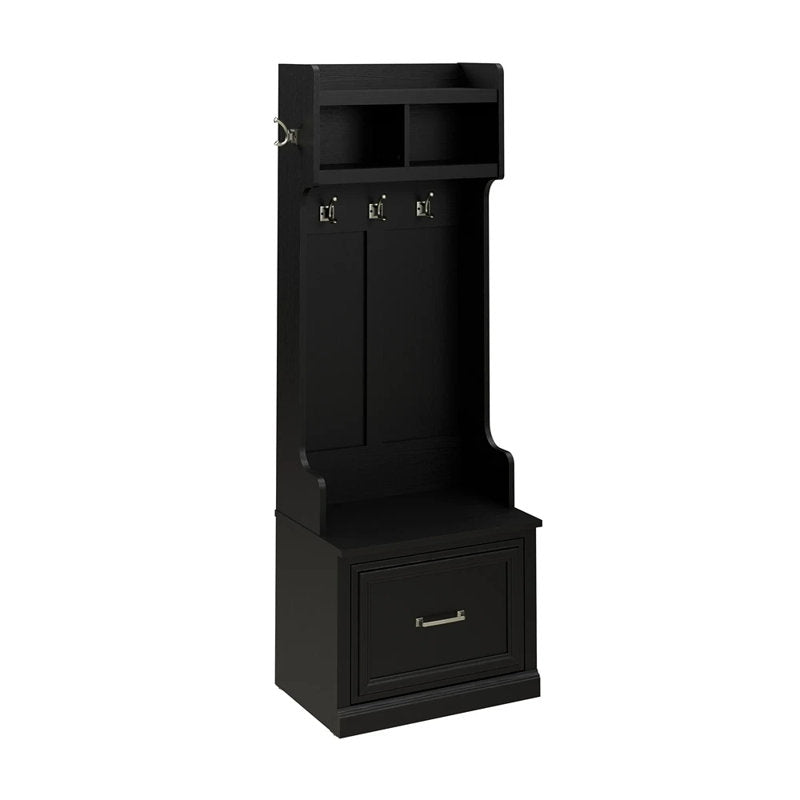 Minimalist Black Hall Tree Coat Rack With Storage Bench