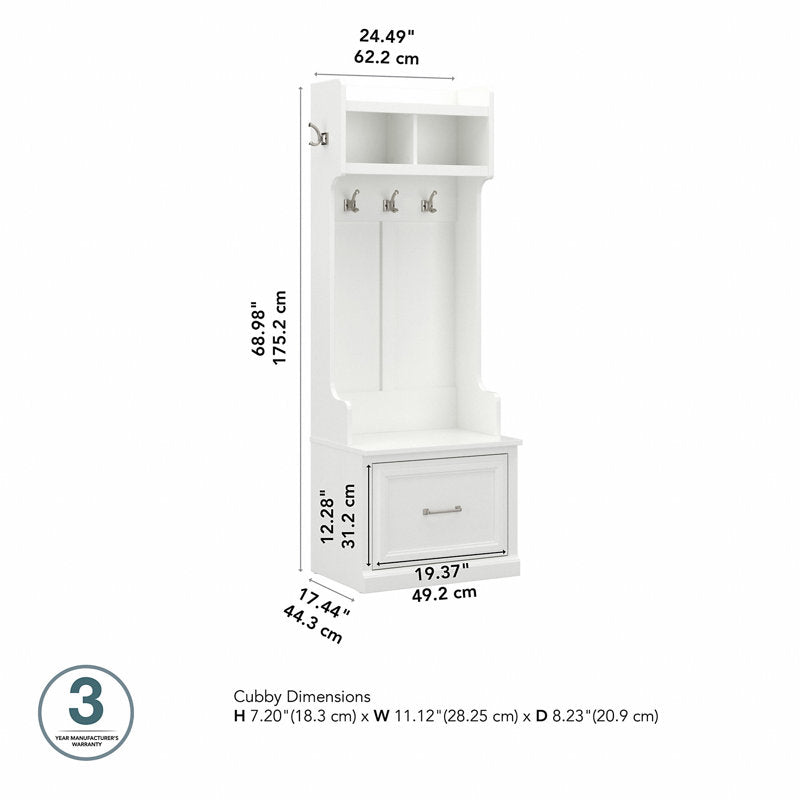 Minimalist White Hall Tree Coat Rack With Storage Bench