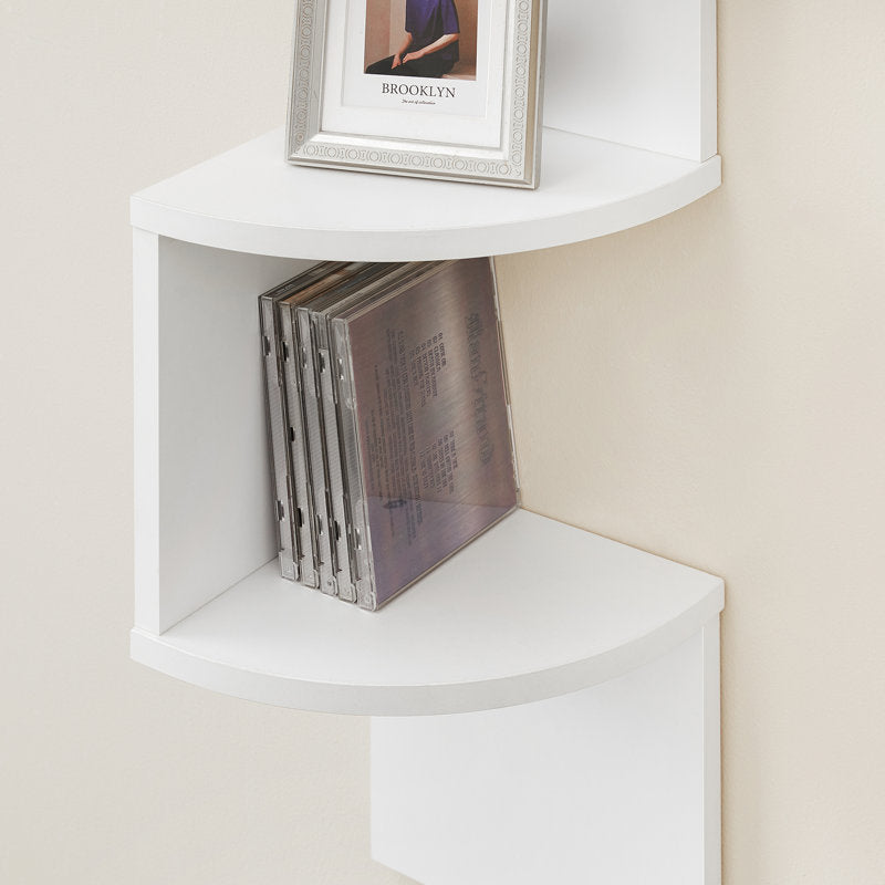 White Corner Book Case Zigzag Design 5 Tier Display Storage Shelf