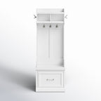 Minimalist White Hall Tree Coat Rack With Storage Bench