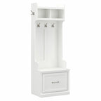 Minimalist White Hall Tree Coat Rack With Storage Bench