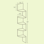 White Corner Book Case Zigzag Design 5 Tier Display Storage Shelf